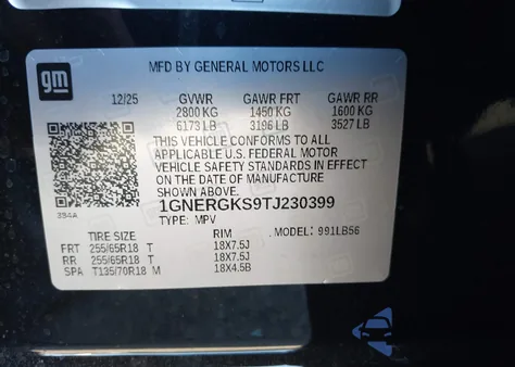 2026 Chevrolet Traverse Fwd Lt z USA, uszkodzony, nr VIN 1GNERGKS9TJ230399